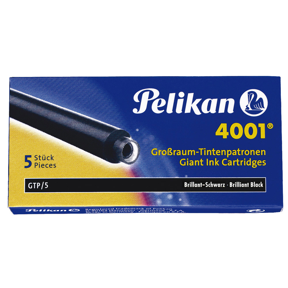 Pelikan 4001 GTP/5 cartucce da 5 per stilografica formato gigante nero -  Cartoleria Perna